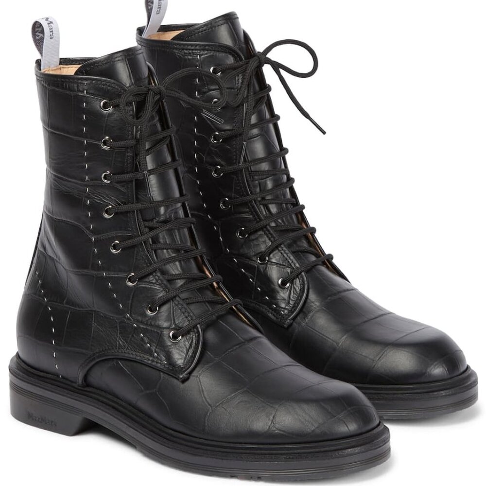 Max Mara Bly Leather Ankle Boots - Black